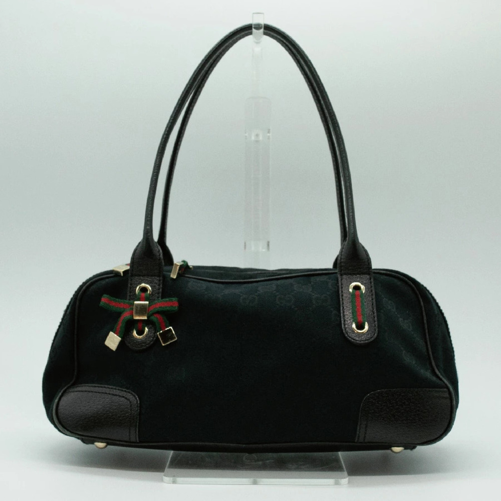 Gucci Handbag Boston Bag Leather Navy Blue Gold